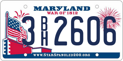 MD license plate 3BH2606
