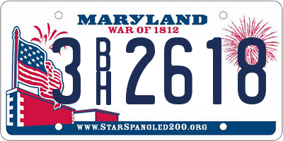 MD license plate 3BH2618