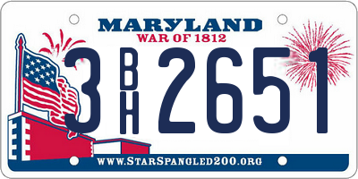 MD license plate 3BH2651