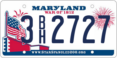 MD license plate 3BH2727