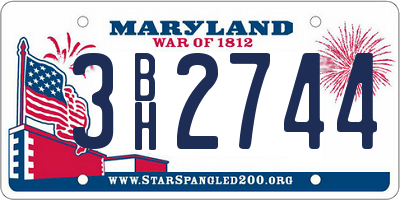 MD license plate 3BH2744
