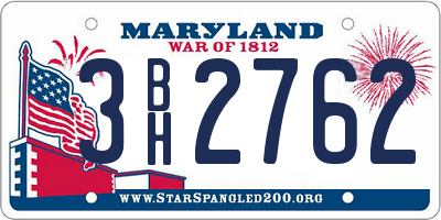MD license plate 3BH2762