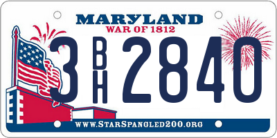 MD license plate 3BH2840