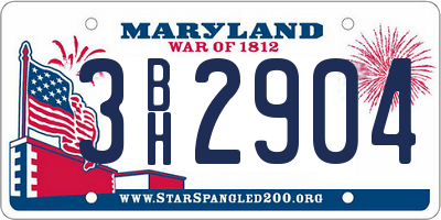 MD license plate 3BH2904