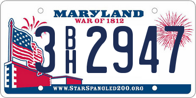 MD license plate 3BH2947