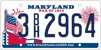 MD license plate 3BH2964