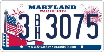 MD license plate 3BH3075