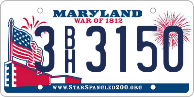 MD license plate 3BH3150
