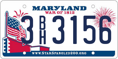 MD license plate 3BH3156