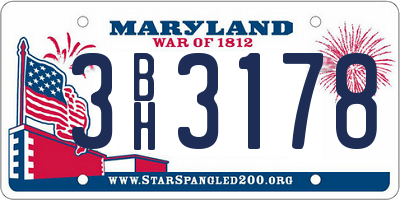 MD license plate 3BH3178