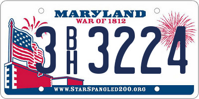 MD license plate 3BH3224