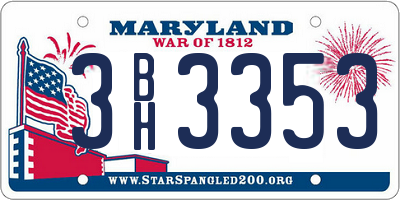MD license plate 3BH3353