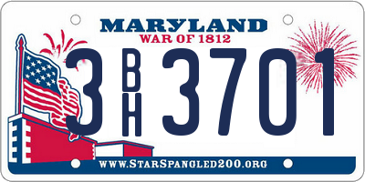 MD license plate 3BH3701
