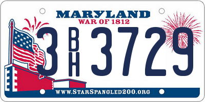 MD license plate 3BH3729