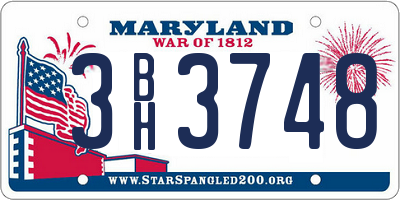 MD license plate 3BH3748
