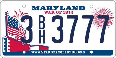 MD license plate 3BH3777