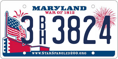 MD license plate 3BH3824