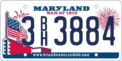 MD license plate 3BH3884