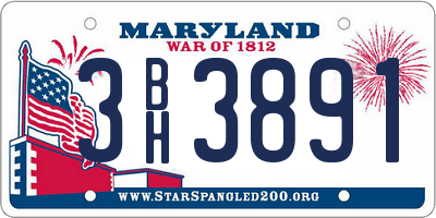 MD license plate 3BH3891