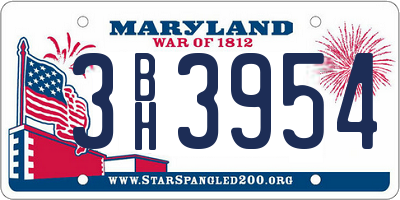 MD license plate 3BH3954