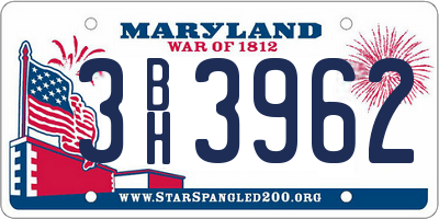 MD license plate 3BH3962
