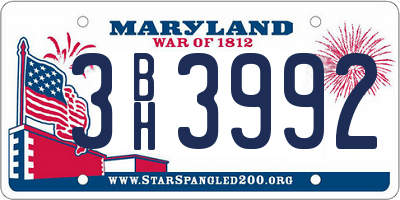 MD license plate 3BH3992
