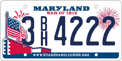 MD license plate 3BH4222