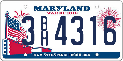 MD license plate 3BH4316