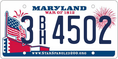 MD license plate 3BH4502