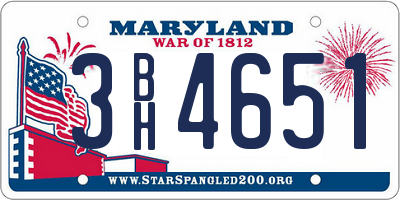 MD license plate 3BH4651