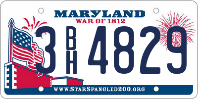 MD license plate 3BH4829