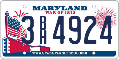 MD license plate 3BH4924
