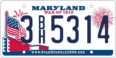 MD license plate 3BH5314