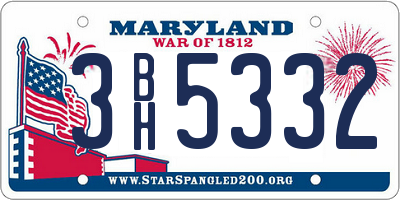 MD license plate 3BH5332
