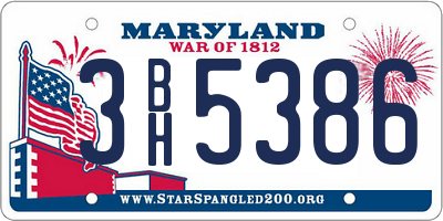 MD license plate 3BH5386