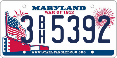 MD license plate 3BH5392