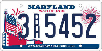 MD license plate 3BH5452