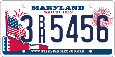 MD license plate 3BH5456