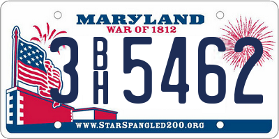 MD license plate 3BH5462