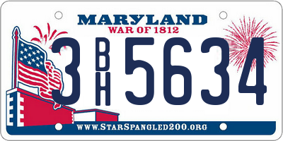 MD license plate 3BH5634