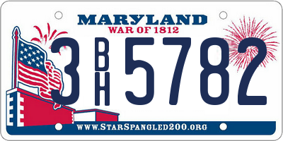 MD license plate 3BH5782