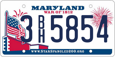 MD license plate 3BH5854