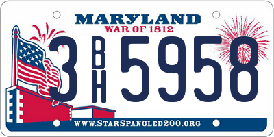MD license plate 3BH5958