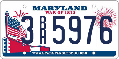 MD license plate 3BH5976