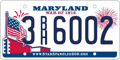 MD license plate 3BH6002