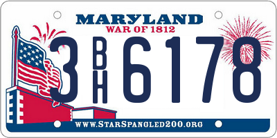 MD license plate 3BH6178