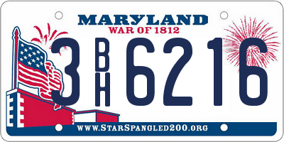 MD license plate 3BH6216