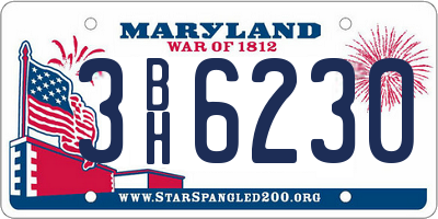 MD license plate 3BH6230