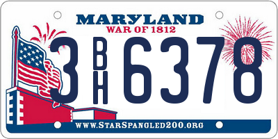 MD license plate 3BH6378