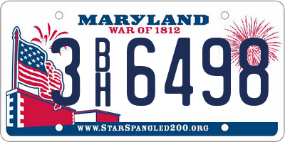 MD license plate 3BH6498
